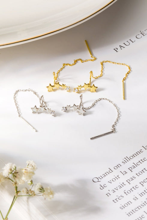 Cercei din argint Stelute II (Silver/Gold)